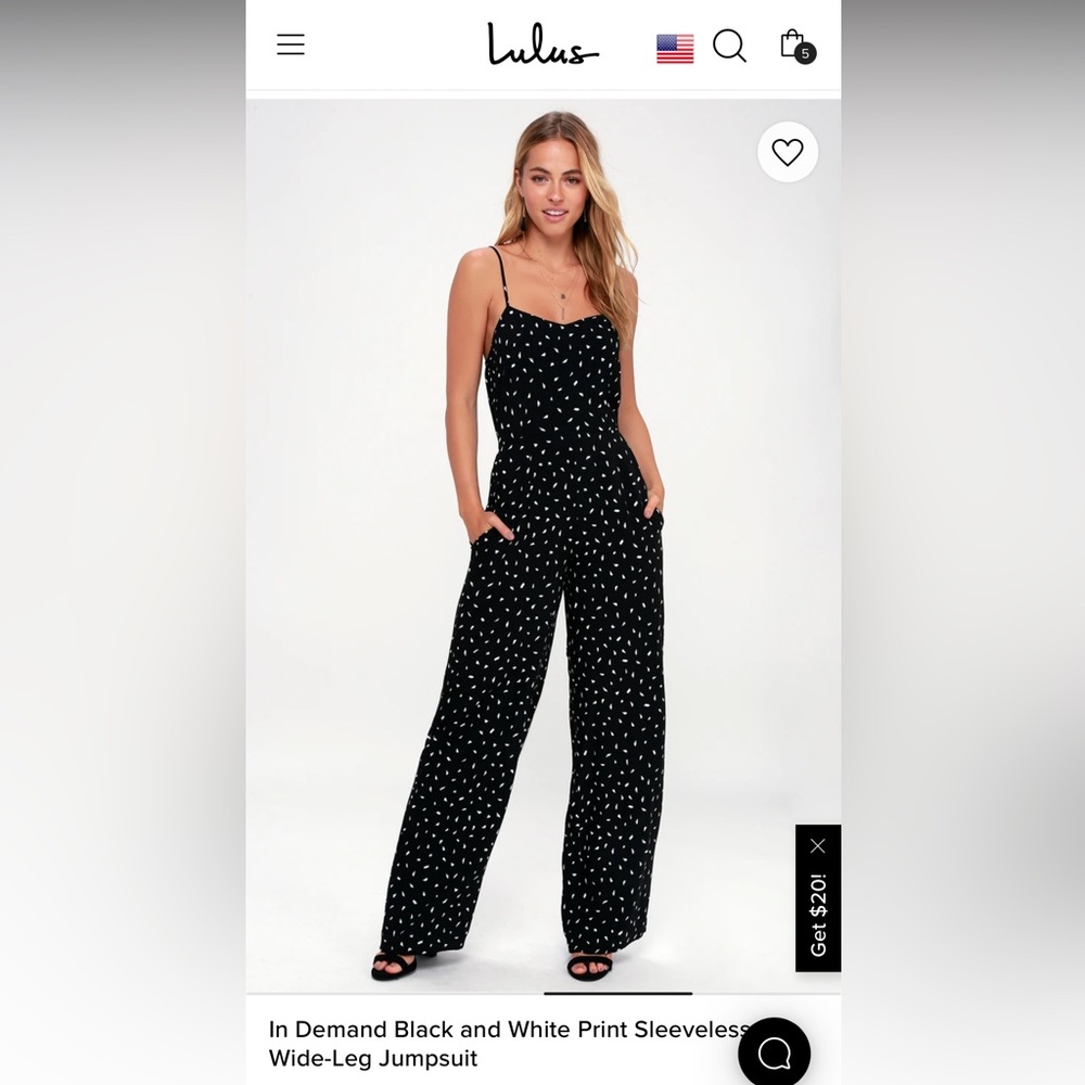 Lulu’s In Demand Black and White Print sleeveless wide leg Jumpsuit